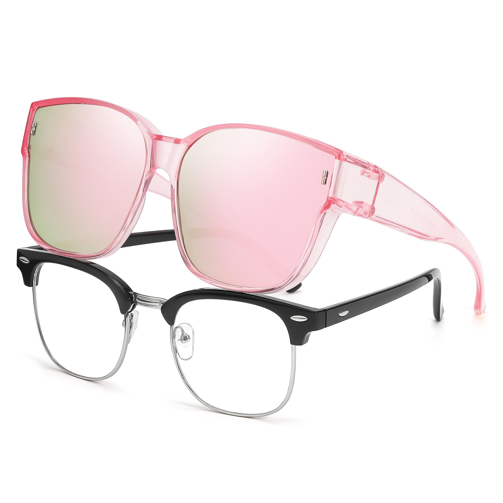 TJUTR Polarized Fit Over Sunglasses for Women, Trendy Oversized Over Prescription Glasses Shades with UV Protection TS3091