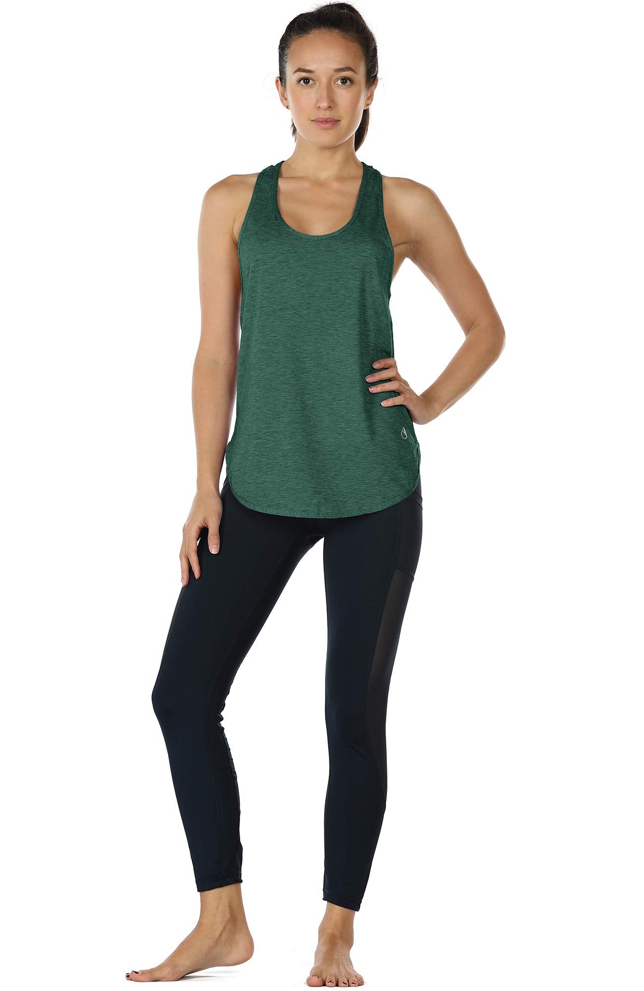 icyzone Workout Tank Tops for Women - Athletic Yoga Tops, Racerback Running Tank Top Loose Fit (S, Charcoal/Army)