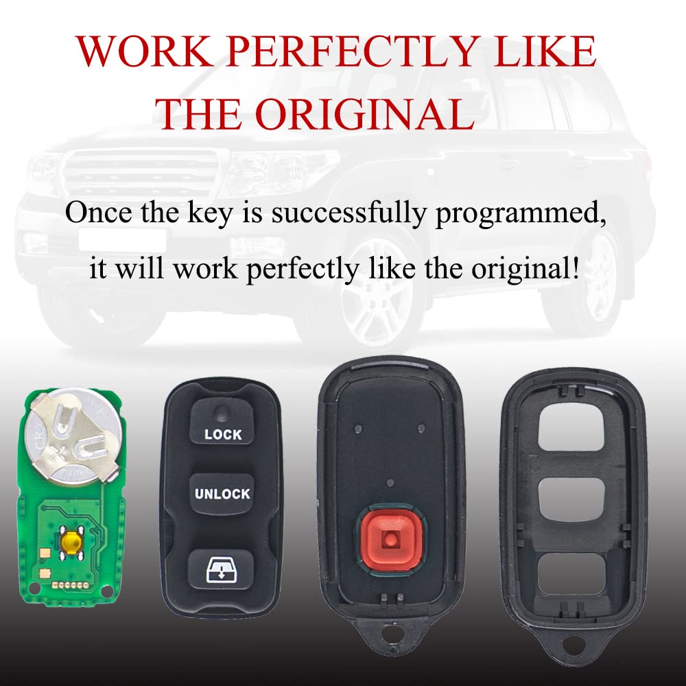 Key Fob Remote Replacement Fits for Toyota 4Runner 1999 2000 2001 2002 2003 2004 2005 2006 2007-2009/Sequoia 2001-2007 HYQ12BBX Keyless Entry Remote Control HYQ12BAN/HYQ1512Y/89742-35050(Pack of 2)
