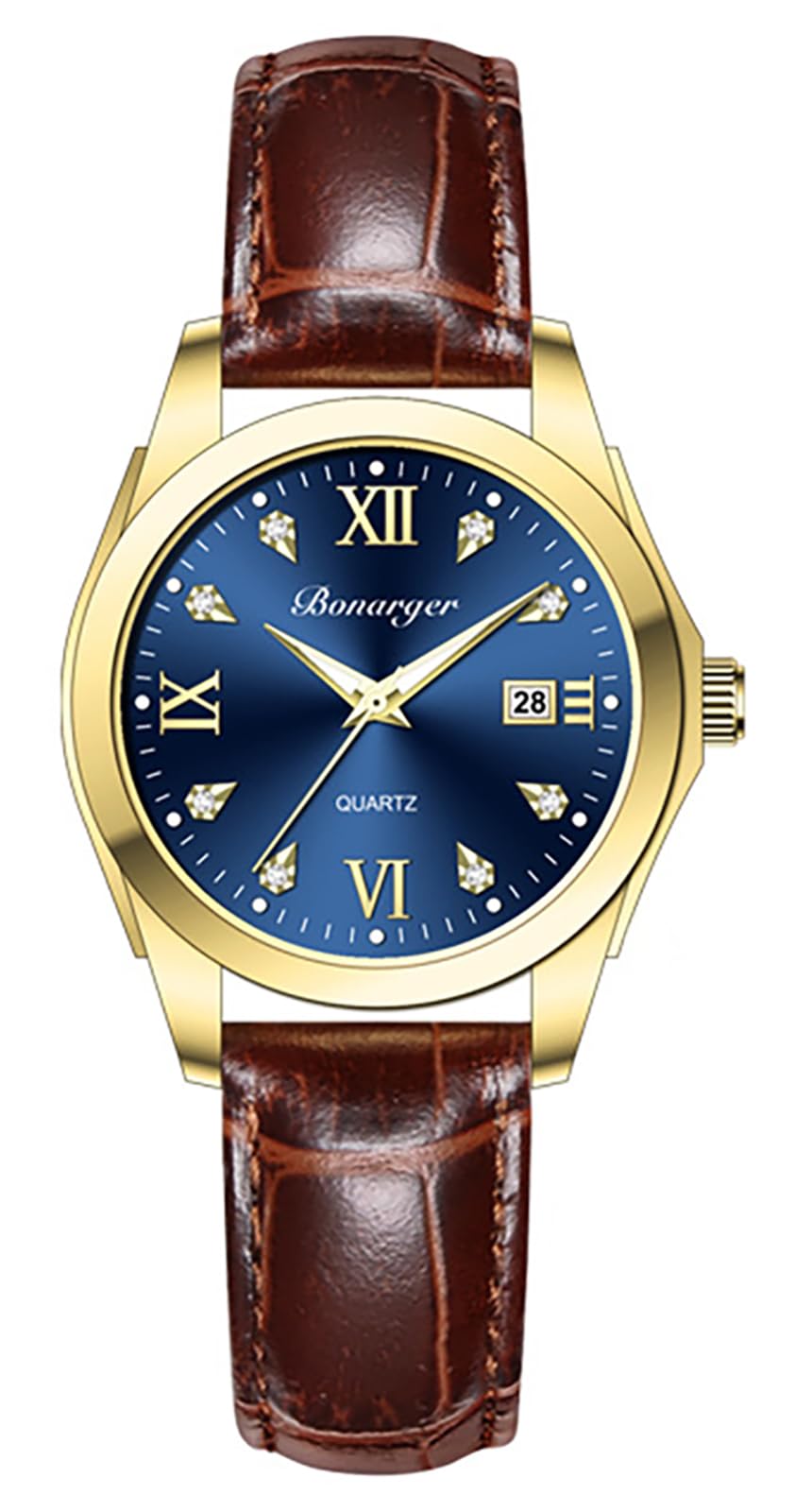 BESTKANG Vintage Women Watches Roman Numerals Dress Watch Waterproof Watches Leather Watch for Women Quartz Wrist Watch (Blue)