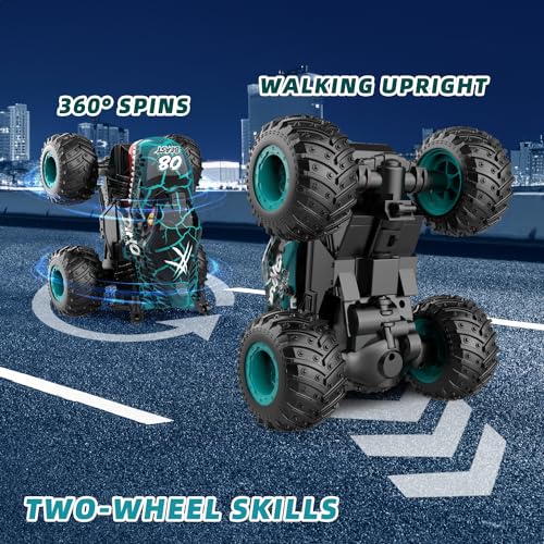 Monster Truck Toys, 2.4Ghz RC Monster Trucks for Boys, 1:20 Dinosaur RC Cars with Light & Music, Remote Control Truck with Stunt, 360° Spin, Walk Upright& Drift, Remote Control Car for Boys 4-7