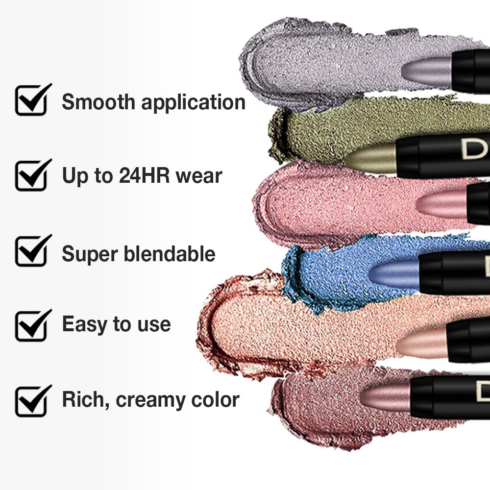 Kaely Cream Eye Shadow Sticks, Deep Green Shimmer Eyeliner Pencil Eyeshadow Palette Makeup, Eye Highlighter Brightener Stick for Older Women Waterproof Pigmented, sombras para ojos, New-79