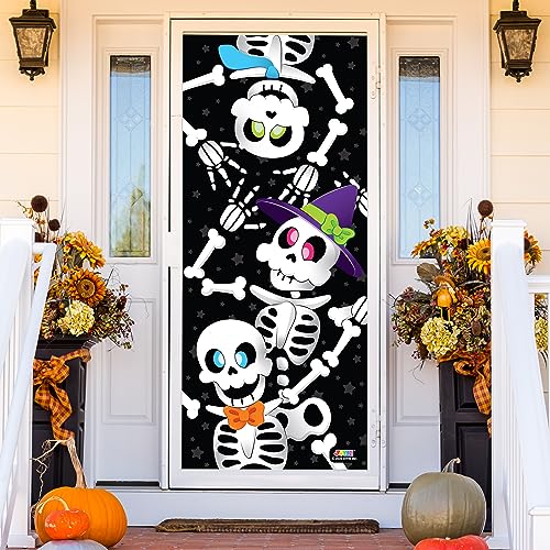 JOYIN 30”x72” Door Cover Covers Halloween Decorations Indoor Door Home Decor Haunted House Halloween Stickers Party Supplies Favors Garage Door Window Wall Cover Cute Skeleton