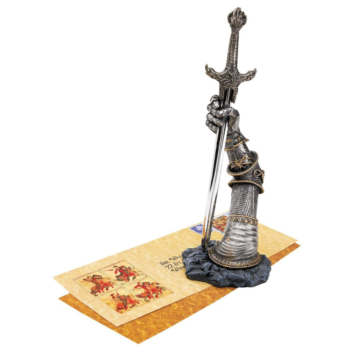 Design Toscano King Arthur's Sword of Excalibur Letter Opener Desk Accessory Statue, 10 Inch, Pewter Finish