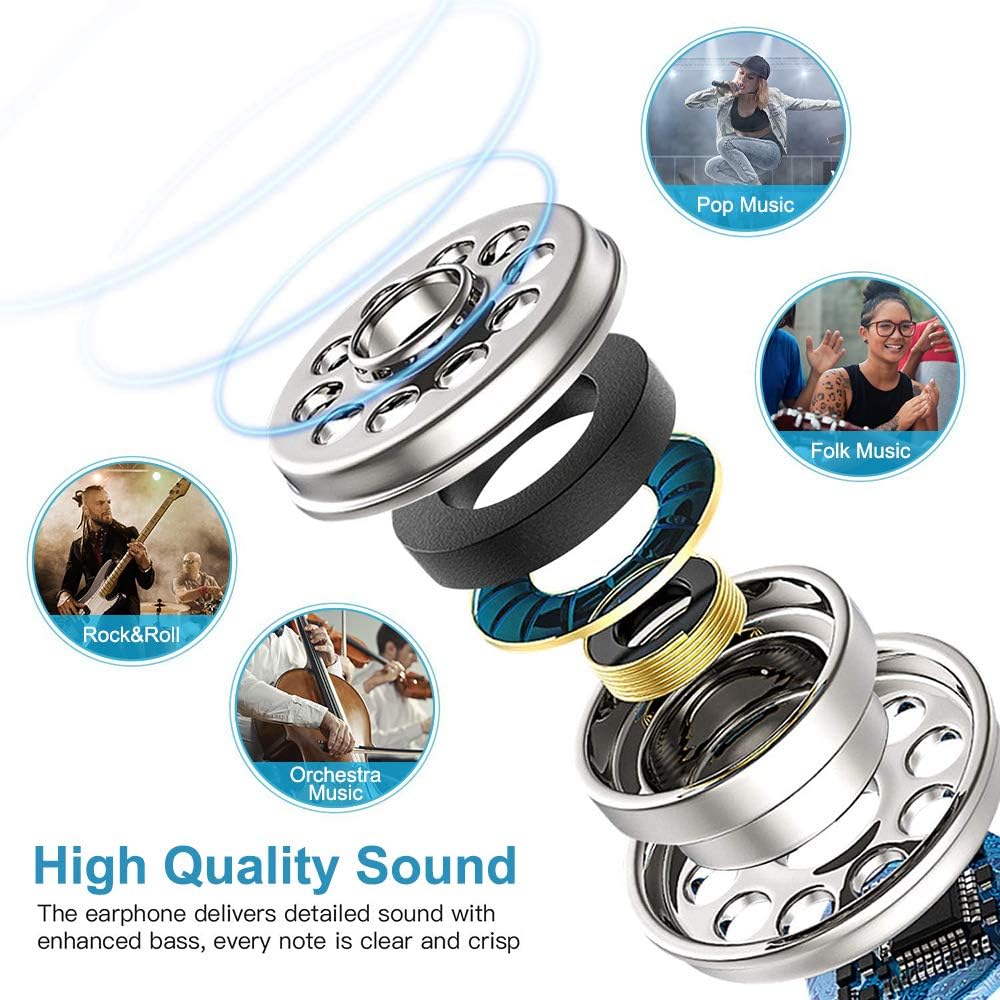 LWZCAM Earbuds Earphones with Microphone, 5 Pack Wired Heavy Bass Headphones, Earphone with Noise Isolating, Fits 3.5mm Interface for iPad, Desktop