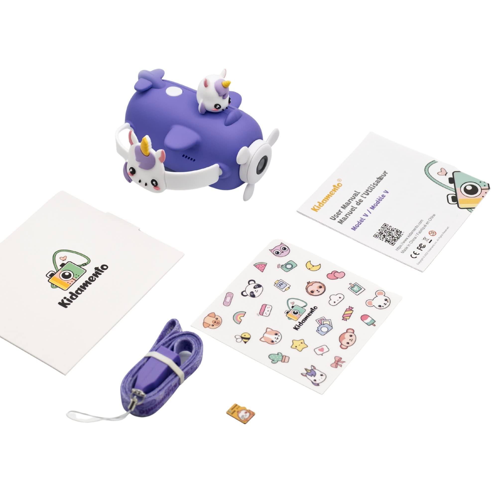 Kidamento Kids Digital Camera & Video Camcorder, Unique Air-Plane Design with Silicone Wristband, Selfie Camera, 32GB Memory Card Included, Neck Strap Doubles as Charging and USB Cable - Model V