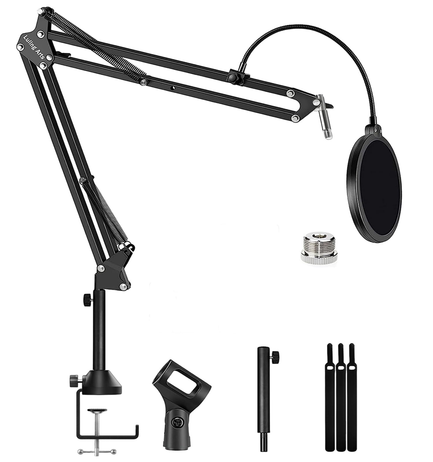 QuadCast Mic Arm,Overhead Boom Arm Microphone Stand Desk Mount with Adapter Pop Filter High Profile for HyperX S Quadcast Blue Yeti Shure SM7B Rode Razer Seiren Mini SoloCast Elgato Wave, Fifine Mics