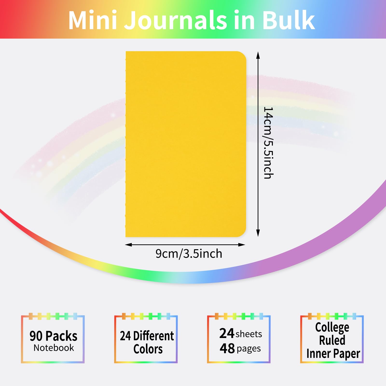 EOOUT 90pcs Mini Notebooks, Small Pocket Notebook, Colorful Lined Notepad, Journal Memo Notepad, 3.5"x5.5", 24 Colors for Kids, Students, Traveler, School Supplies