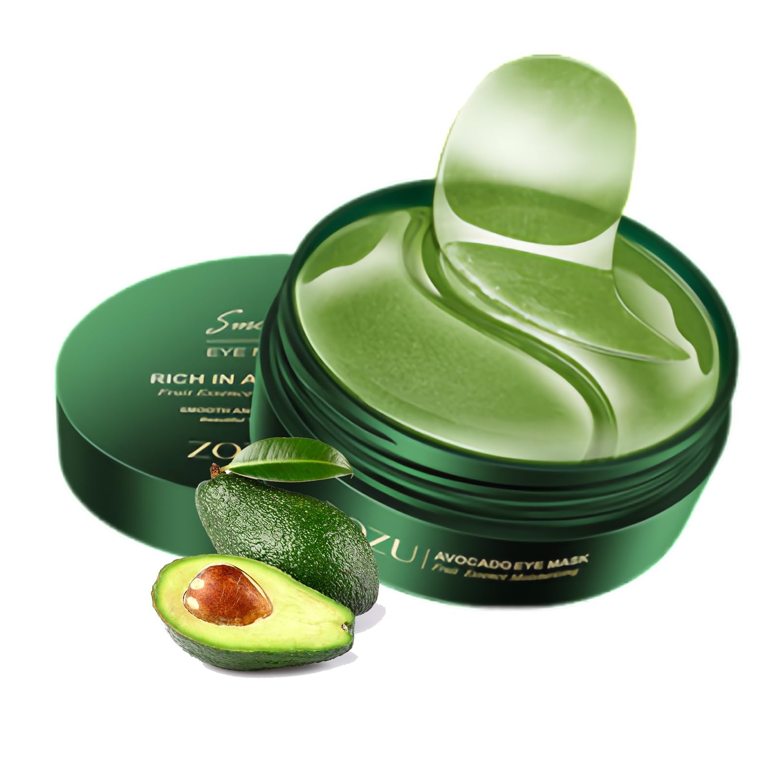 Zozu Avocado Eye Mask, Under Eye Patches for Puffy Eyes and Dark Circles, Nourishing and Hydrating Eye Cream, Naturally Derived Formula (60 PCS)