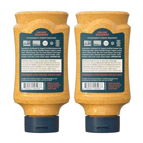 Sir Kensington's Mayonnaise 2 Count Chipotle Mayo Gluten Free Non- GMO Project Verified Shelf-Stable 12 oz