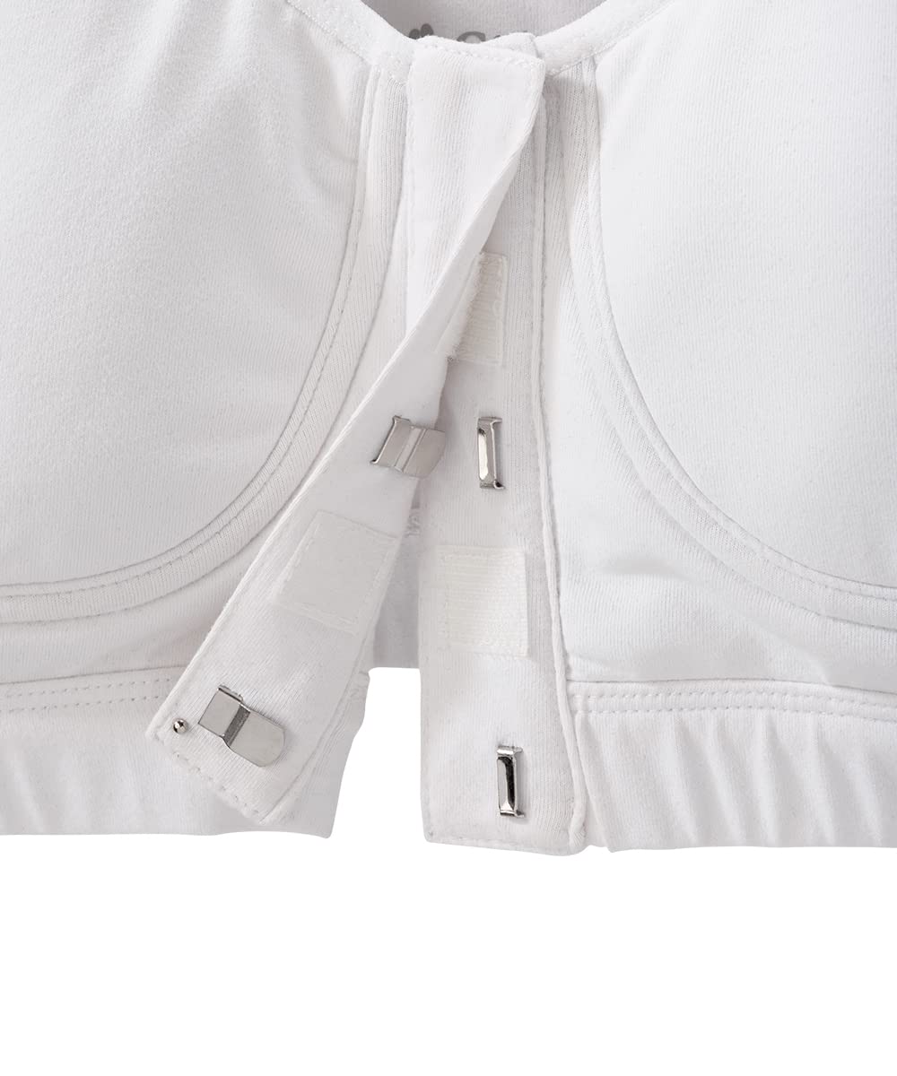 Silverts Front Closure Bras for Older Women, Post Surgery Bras for Women Front Closure, Breast Surgery Recovery Supplies, Comfortable Adaptive Clothing for Elderly - White XL