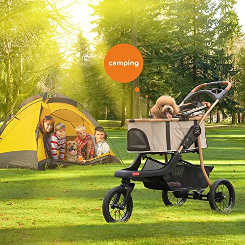 Pet Stroller, Premium 3-in-1 Large Dog Strollers for Cats/Dogs with Detachable Carrier, Zipperless Dual Entry, Foldable Jogging Travel, Rubber Tires, 3-Wheel