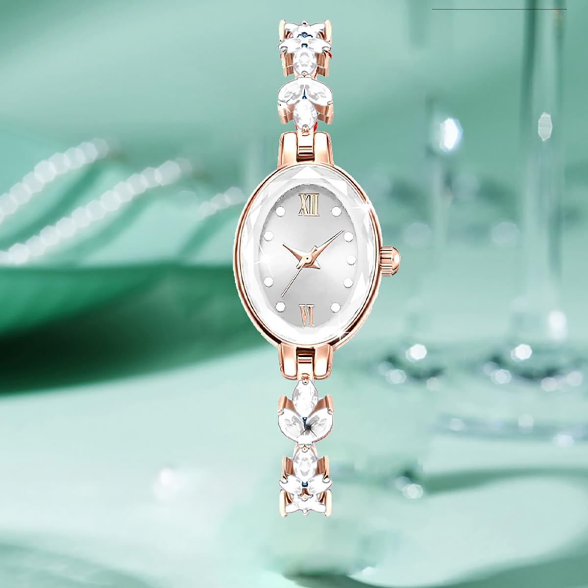 BESTKANG Women's Watch Luxury Petal Casual Bracelet Watch Simulated Quartz Watches for Women (White)