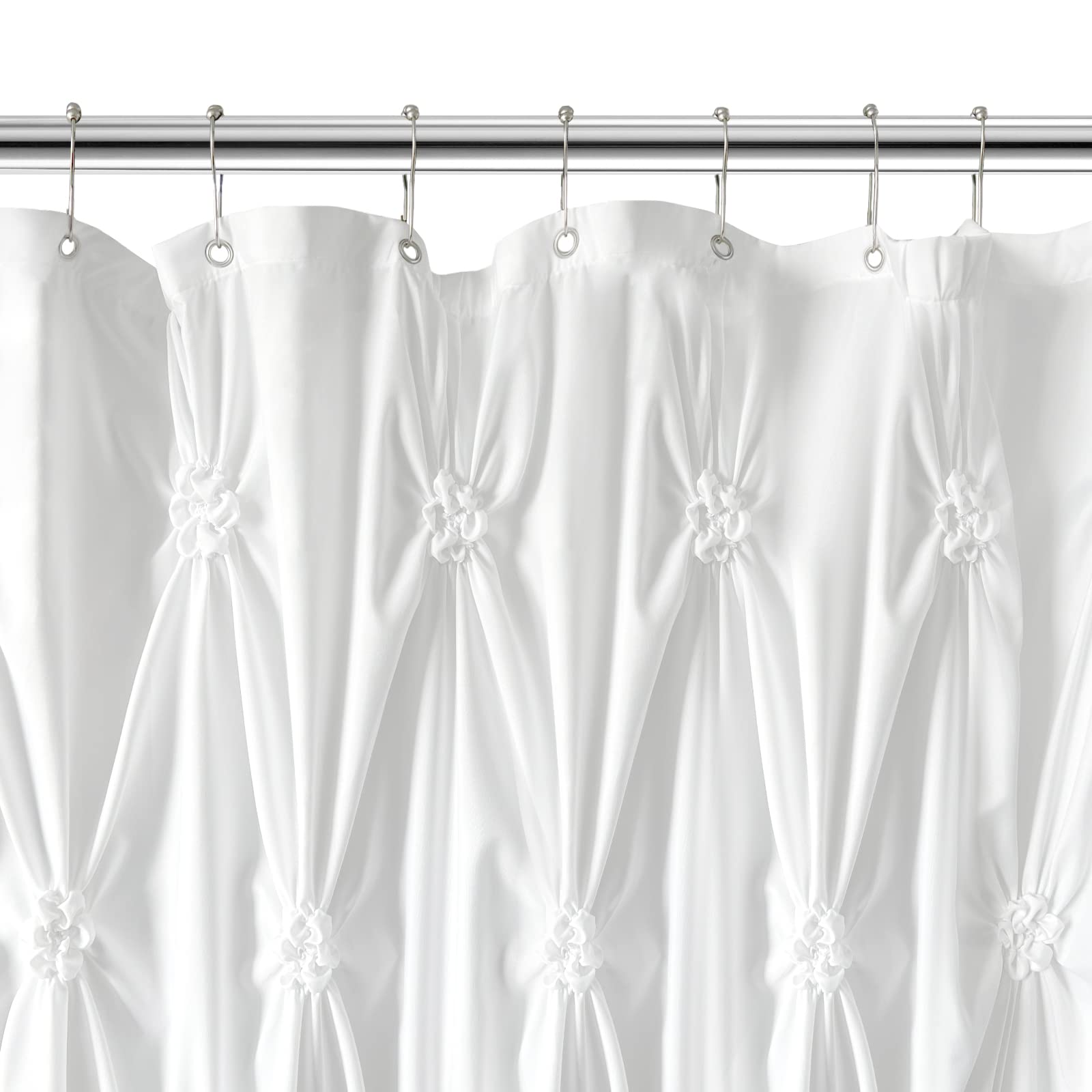 Seasonwood Modern Farmhouse Shower Curtain White Fabric Shower Curtain for Bathroom Decor Chic Style,Quick-Drying, Durable and Washable Bathroom Curtains, 72 x 72