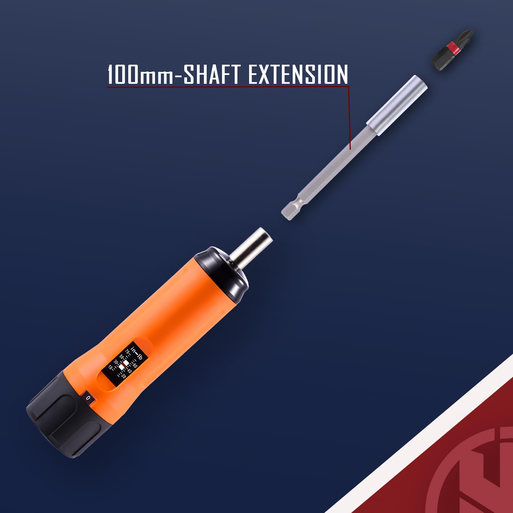 KNINE OUTDOORS Torque Screwdriver Wrench Driver Set 10-70 Inch Pounds lbs for Maintenance with T-bar Handle, 40 Hex Bits, 1/4" Socket, Shaft Extension, For Tools, Bike Repairing and Mounting, Orange