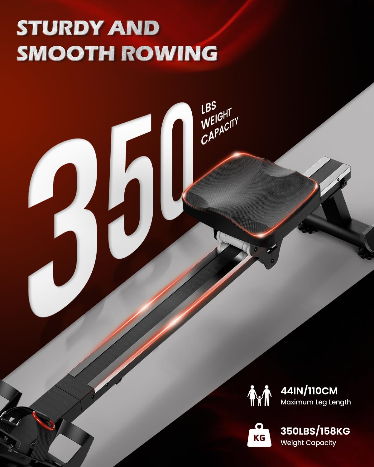 PASYOU Rowing Machines for Home - Row Machine for Cardio Training, Water Rowing Machines with Dedicated Monitor & Bluetooth, 350LBS Weight Capacity