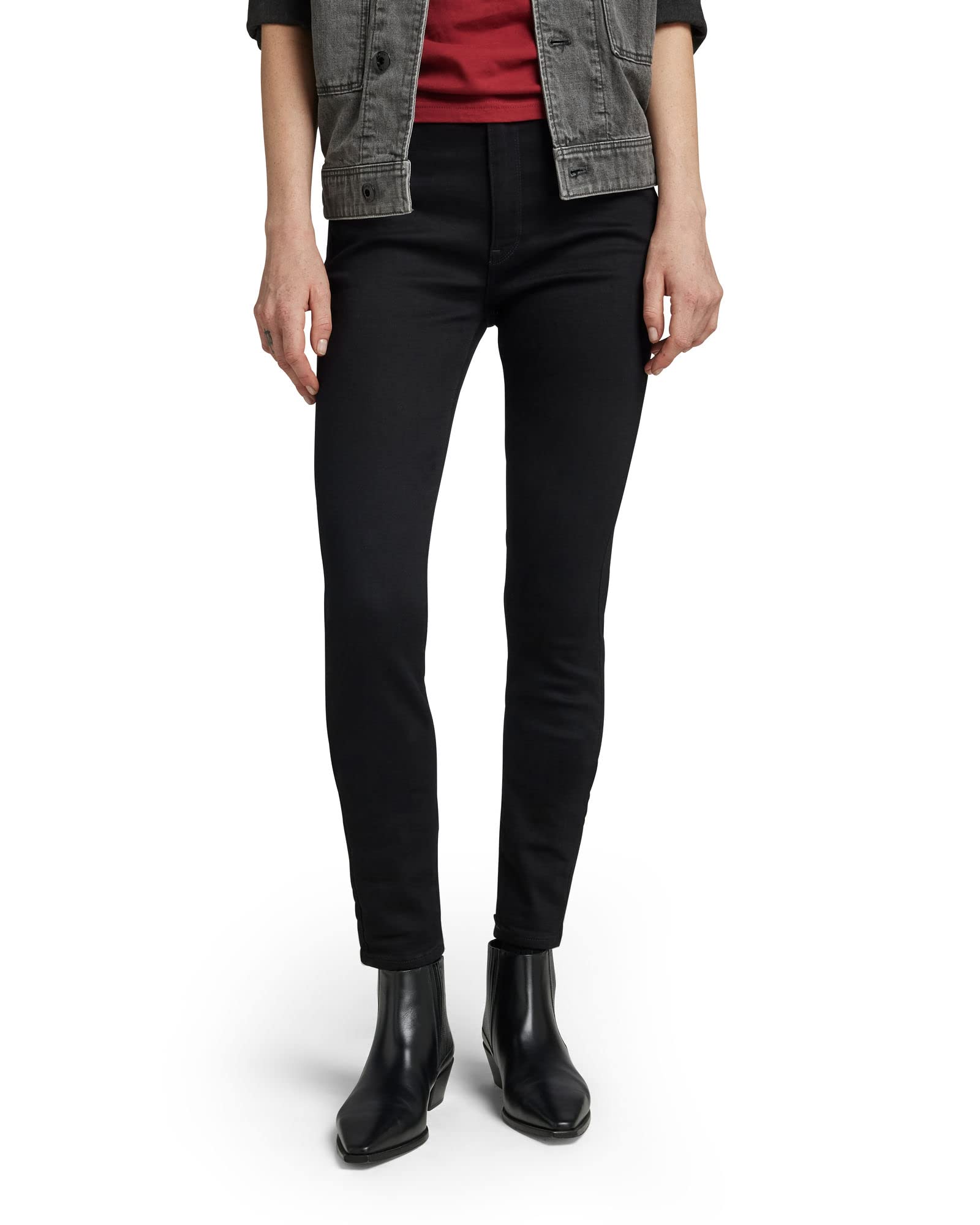 G-Star Raw Women's Kafey Ultra High Rise Skinny Fit Jeans, Pitch Black, 27W x 28L