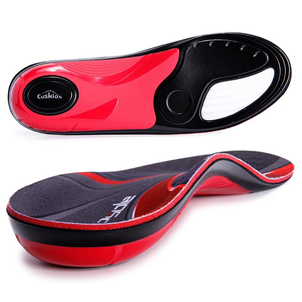 TOPSOLE Plantar Fasciitis Insoles for Men Women, 220+ Lbs Heavy Duty High Arch Support Shoe Inserts, Memory Foam Shock Absorbing Cushion for Work Boot, Flat Feet Orthotic Inserts for Foot Pain Relief