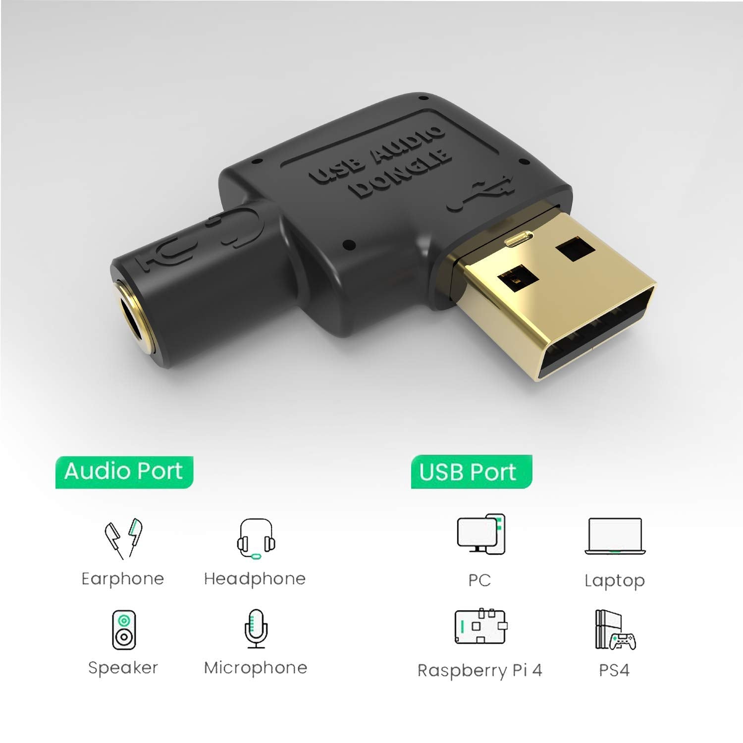 LZYCO USB Audio Adapter 2 Packs,USB to Audio Jack External Stereo Sound Card with One 3.5mm Aux TRRS Headphone or Headset to USB Adapter for Integrated Audio Out & Microphone in, Do Not Work for TV