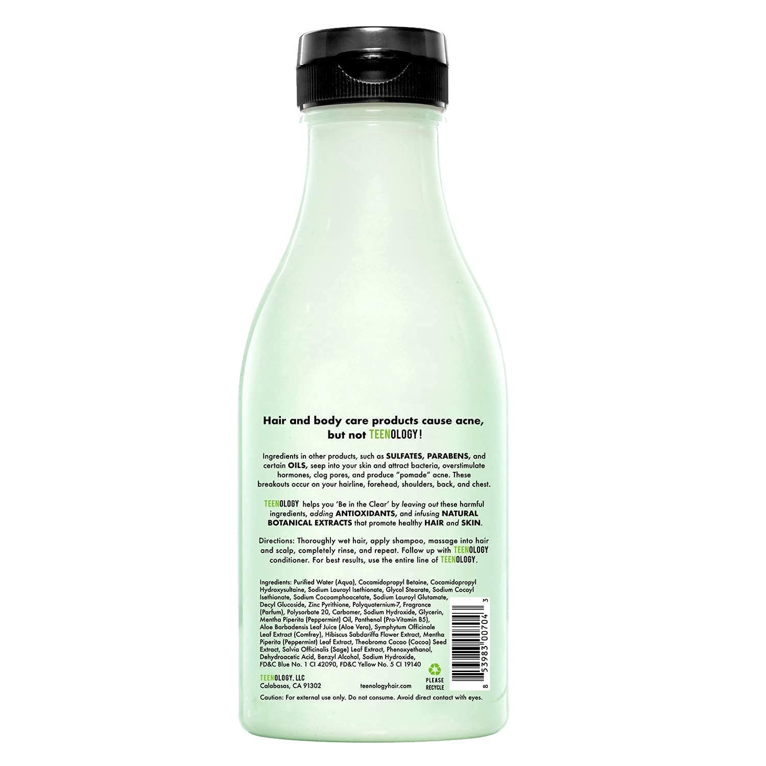 Teenology Shampoo, Conditioner, and Body Wash Bundle (Save 10%) - Sulfate and Paraben Free, Noncomedogenic, Natural Botanical Extracts, Sweet Mint and Tropical Orange - 16 oz.