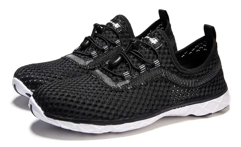 SUOKENI Women's Quick Drying Slip On Water Shoes for Beach or Water Sports Ultralight Walking Shoes Black/White,Size:US 7.5/EU 38