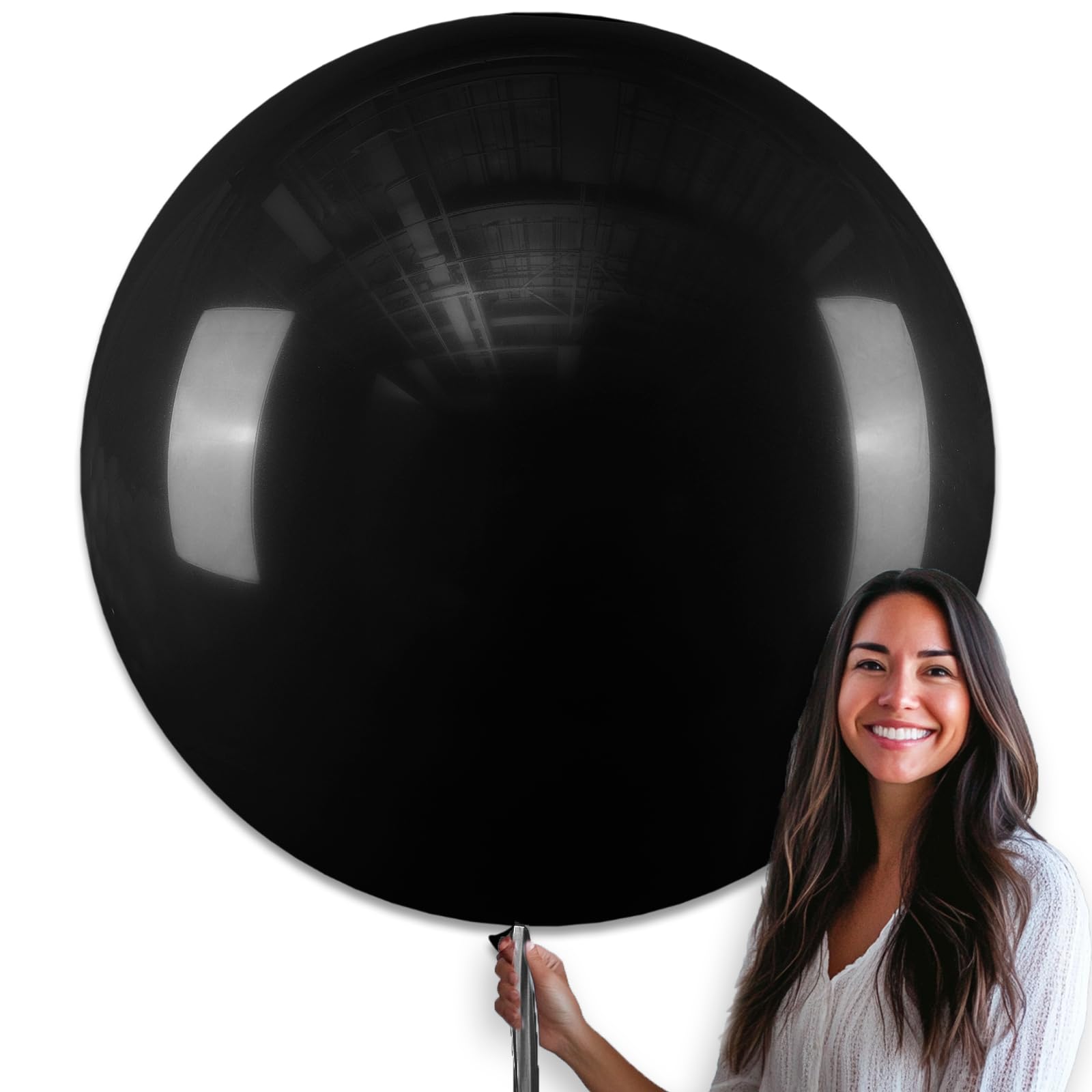 PartyWoo Black Balloons 4 pcs 36 Inch Extra Large Big Jumbo Giant Matte Black Latex Helium Balloons for Graduation Halloween New Year Anniversary Birthday Retirement Party Decorations Black-Y18