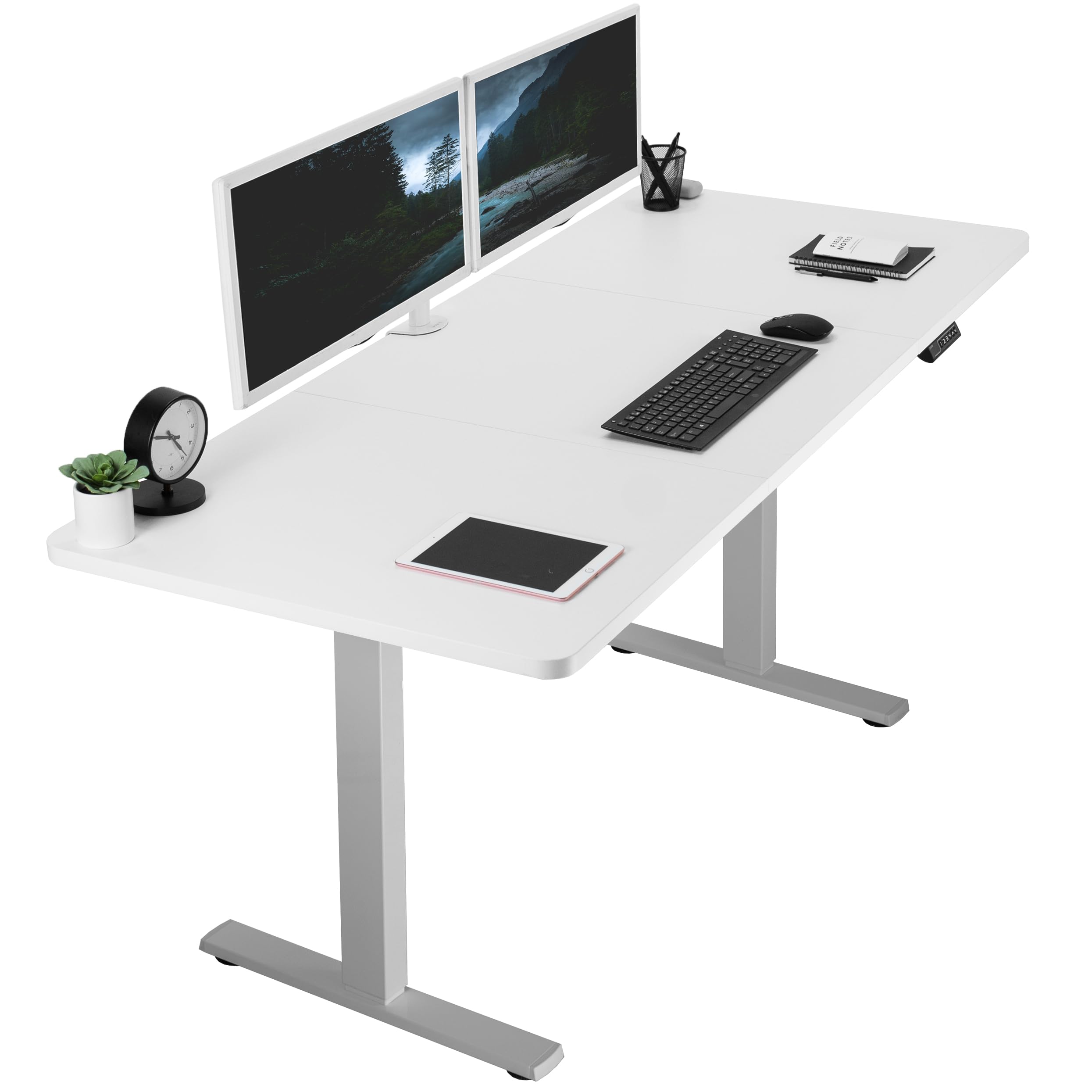 VIVO Electric 71 x 30 in Standing Desk, Memory Height Adjustment, 1B Series, White Top Gray Frame, DESK-KIT-1G7W