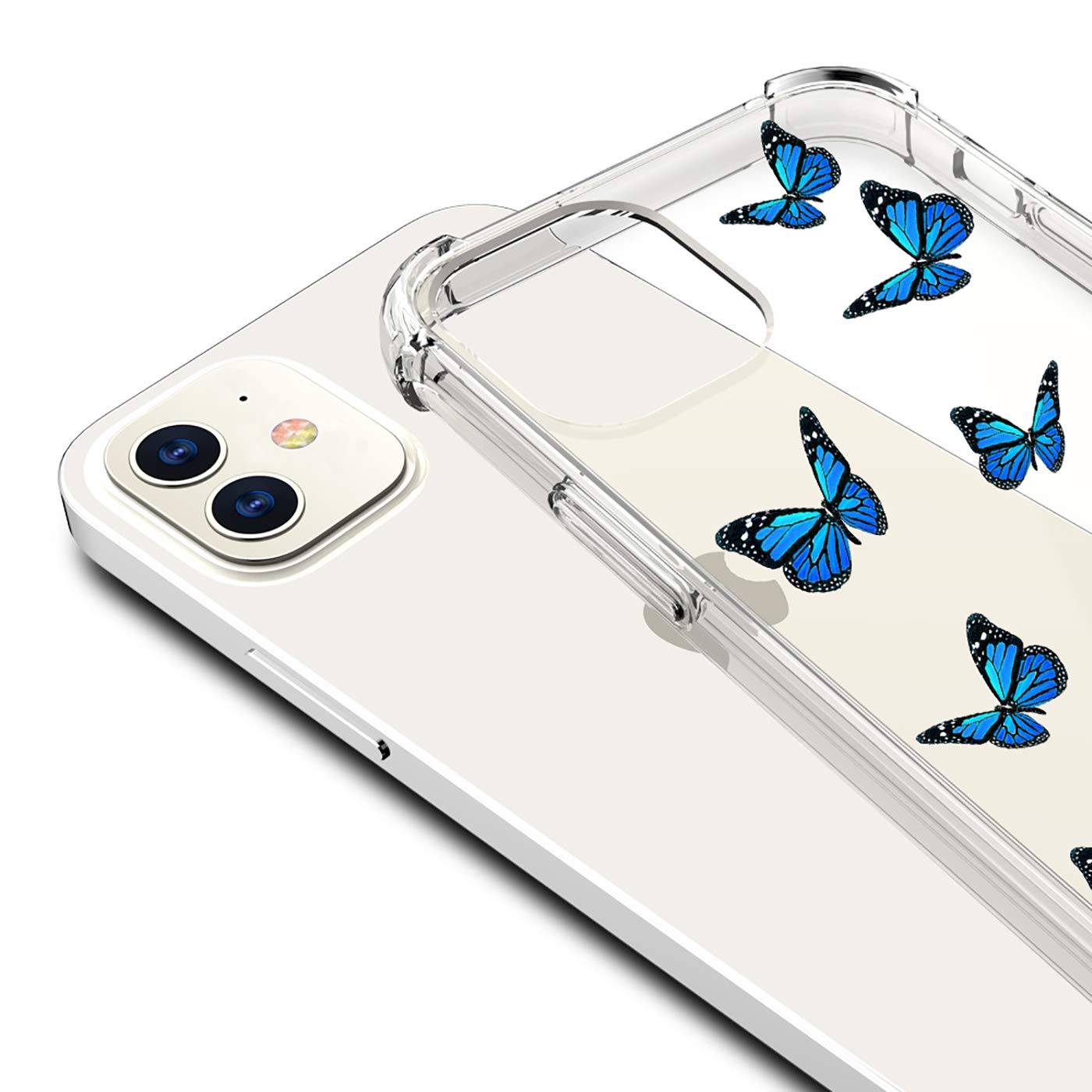 wzjgzdly Butterfly Clear Case Compatible with iPhone 11, Cute Case for Women Slim Soft Slip Resistant Protective Phone Case for iPhone 11 6.1 inch - Blue