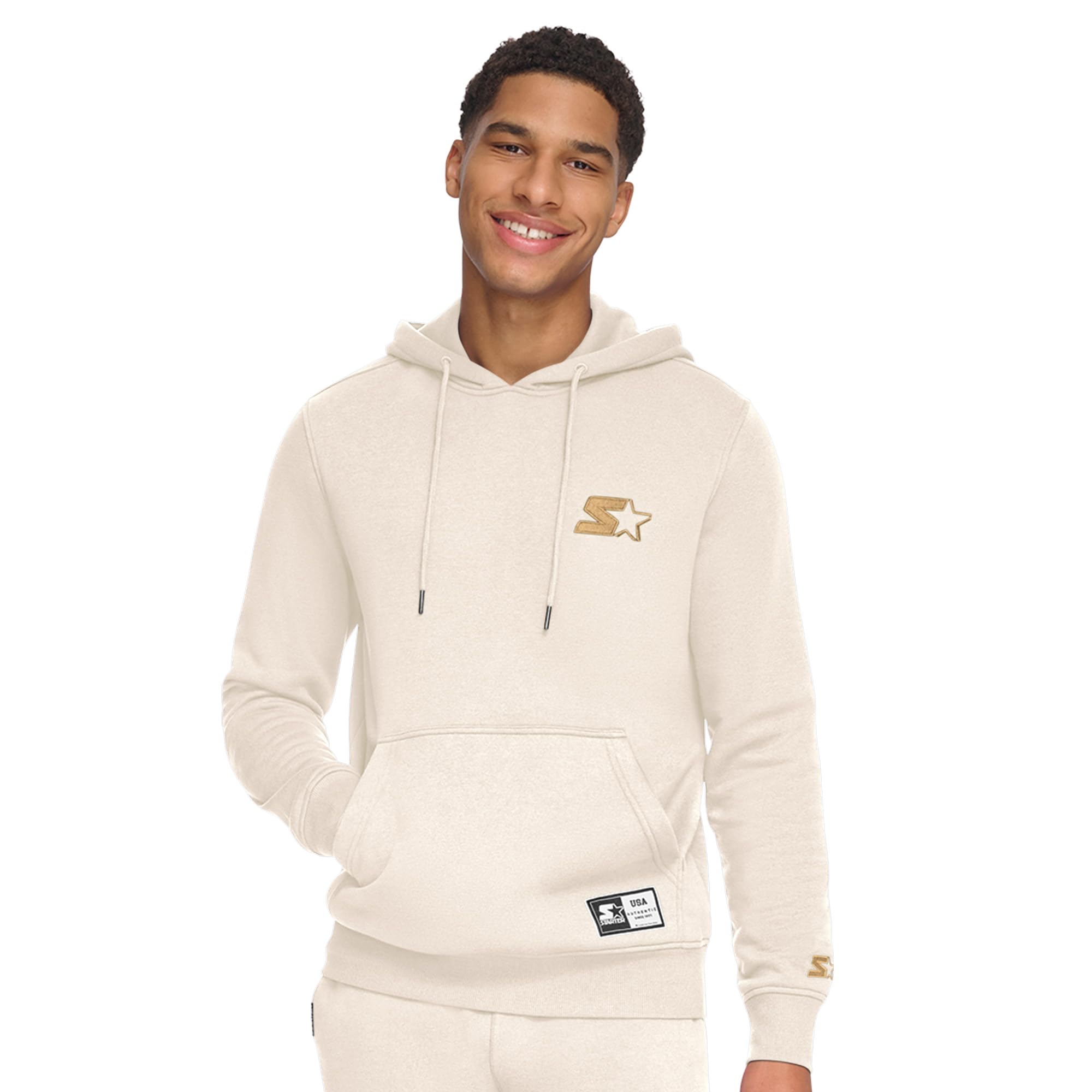 Starter Men's Classic Fit Fleece Embroidered Hoodie, White