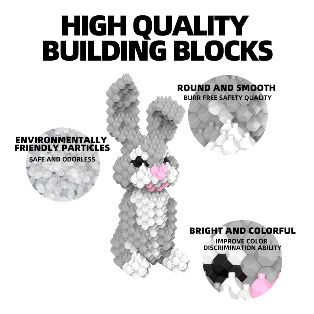 KADELE Bunny Building Animal Sets, Extremely Challenging STEM Building Blocks Decor for Adults Kids, Micro 3D Educational Toys for Boys Girls Ages 8 and Up for Kids (305 Pieces)