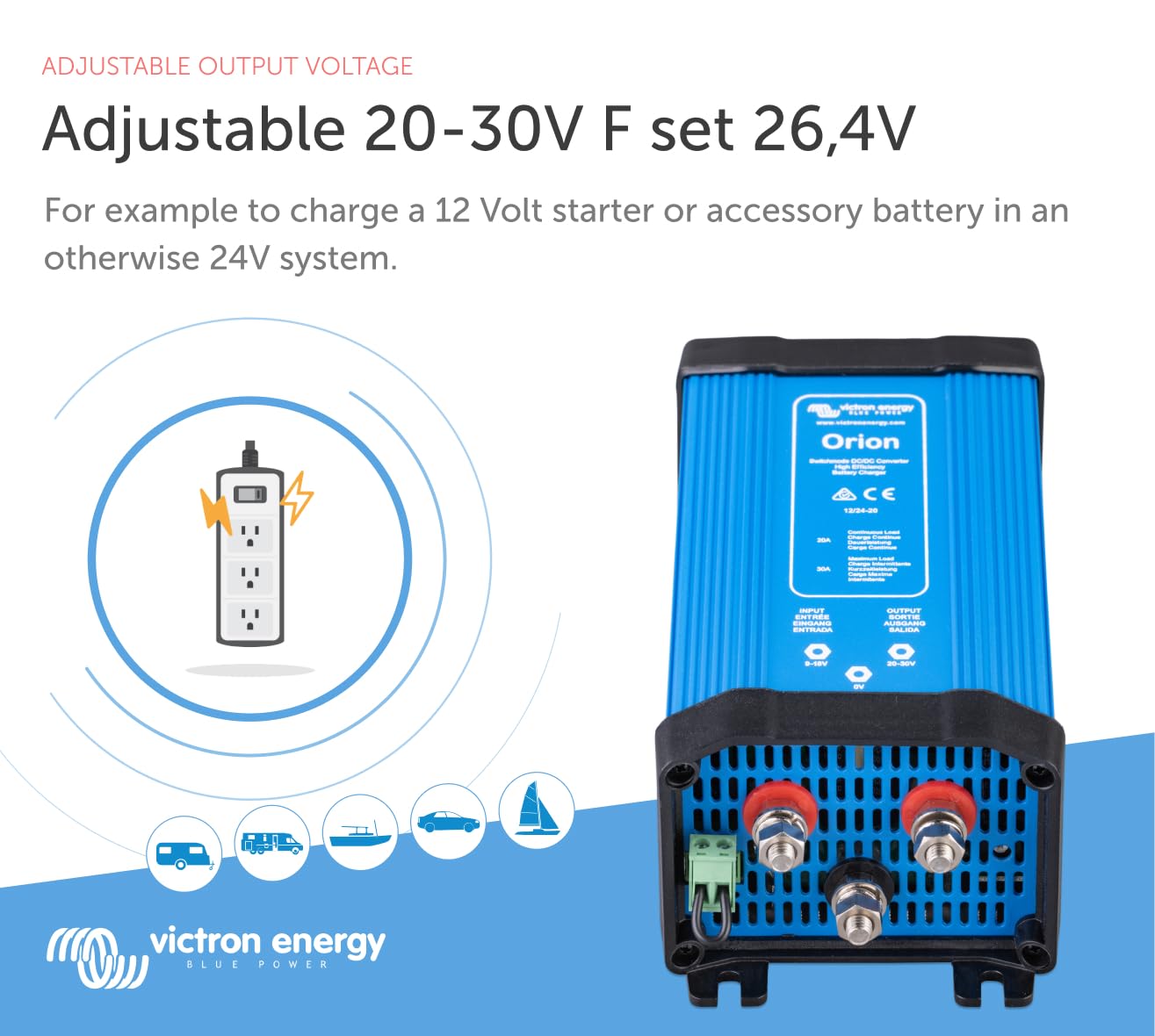 Victron Energy Orion 12/24-Volt 20 amp DC-DC Converter Non-Isolated, High Power