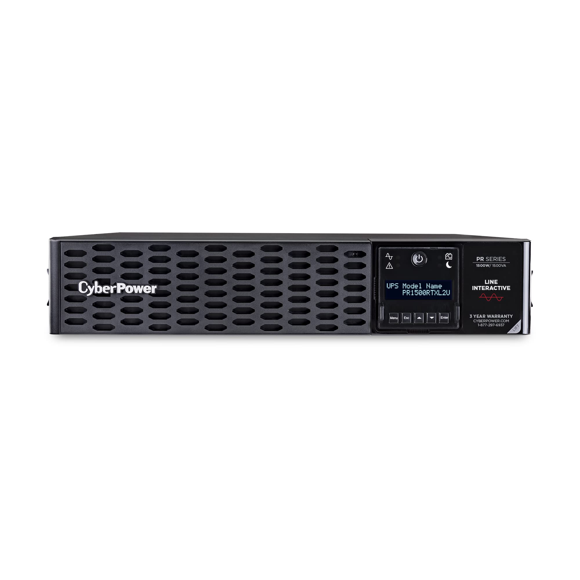 CyberPower PR1500RTXL2UN Smart App Sinewave UPS System, 1500VA/1500W, 8 Outlets, 2U Rack/Tower, RMCARD205 Pre-Installed, EBM Option, Black