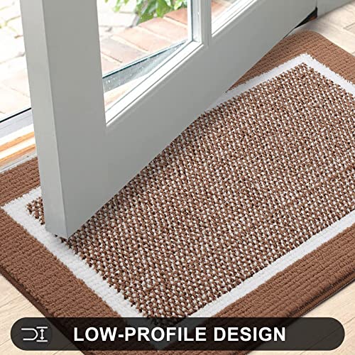 Colorxy Indoor Door Mat, Non-Slip Absorbent Resist Dirt Entrance Mat, Sturdy Low-Profile Inside Floor Mats, Washable Front Entry Doormats for Entryway, 30''x17'', Brown