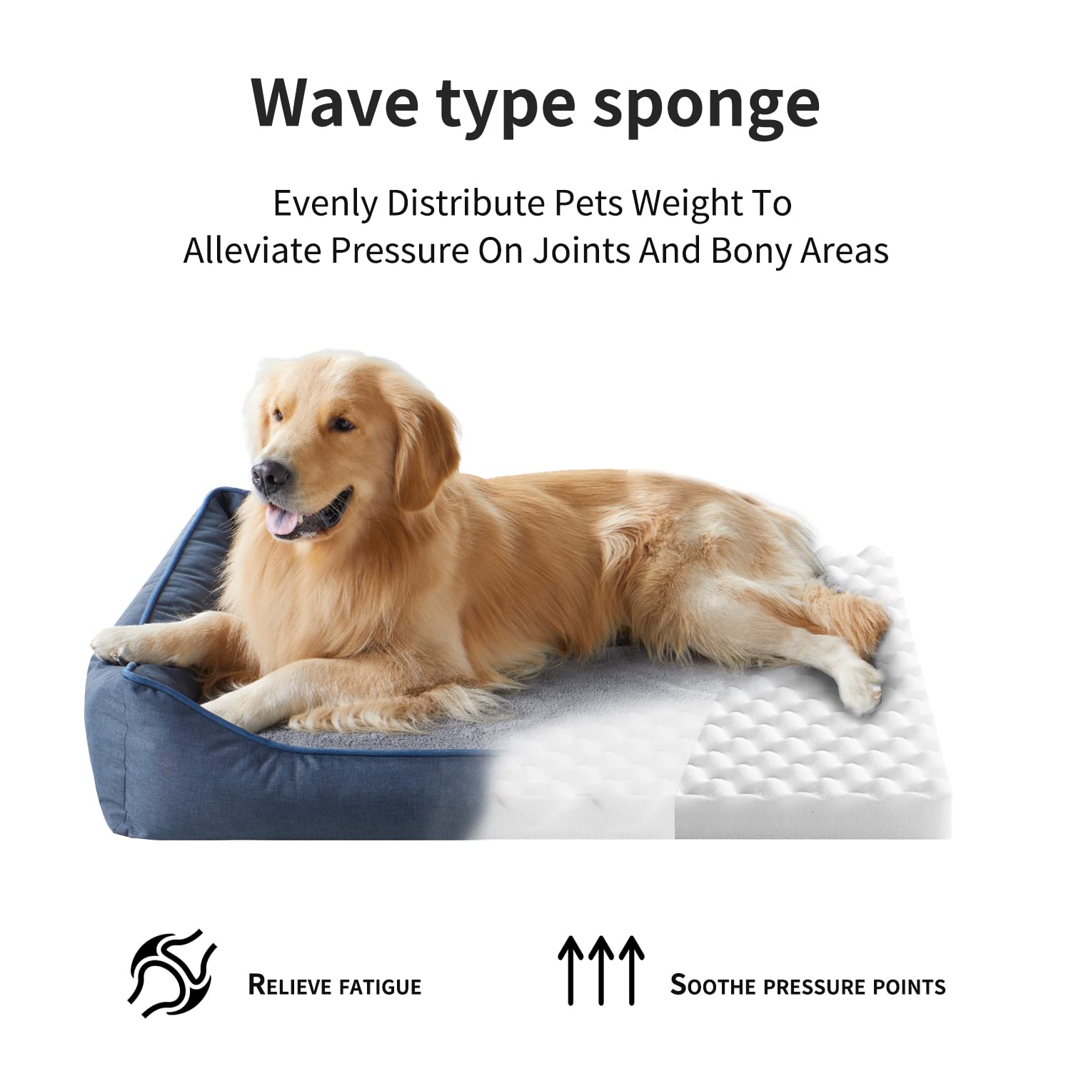 Tidore Orthopedic Dog Beds for Small Dogs, Durable Egg Crate Foam Sofa Dog Bed wit Washable Removable Cover,Waterproof Lining and Nonskid Bottom,Pet Bed for Medium Dogs (Navy Blue, Medium)