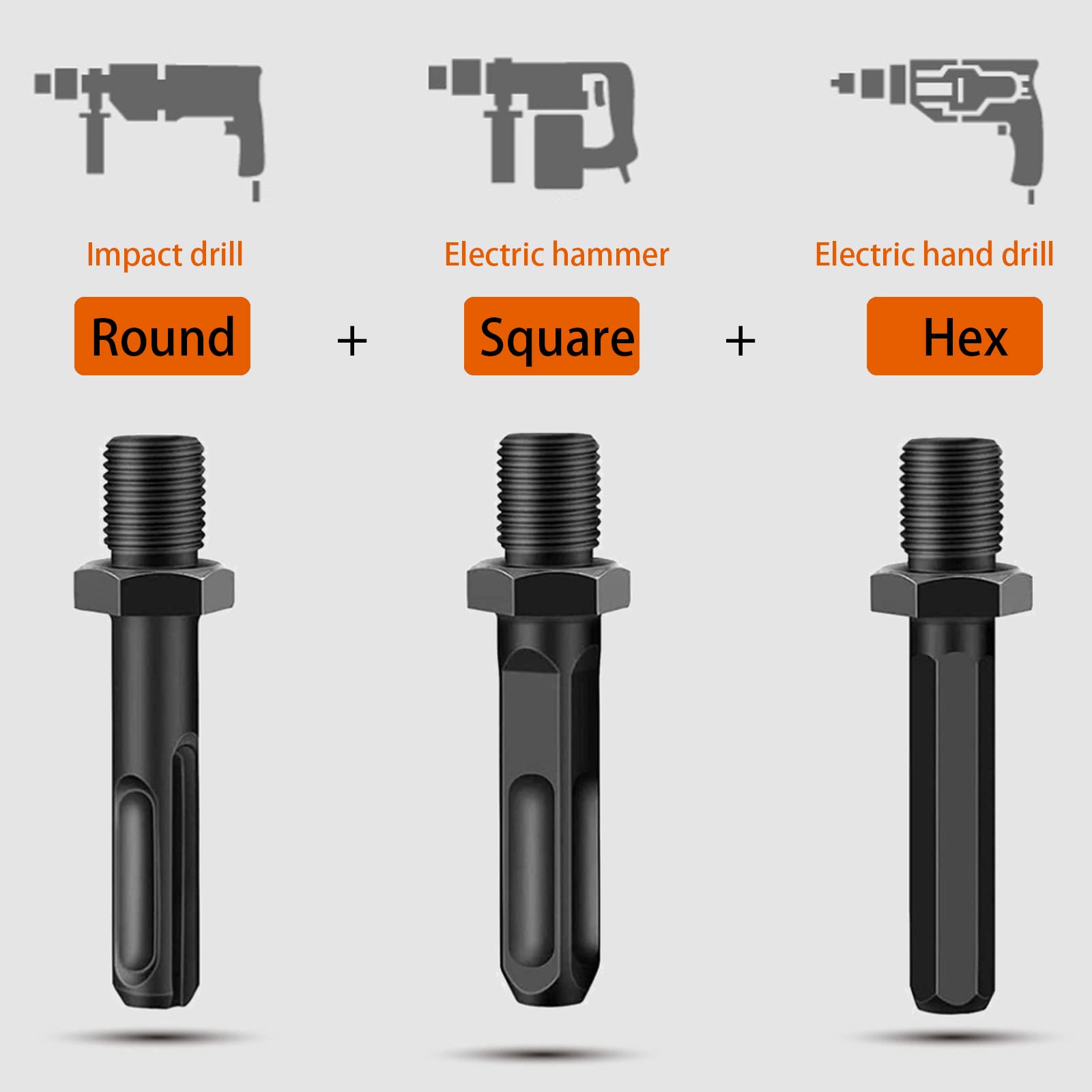 Firewood Log Splitter, 3pcs Drill Bit Removable Cones Kindling Wood Splitting logs bits Heavy Duty Electric Drills Screw Cone Driver Hex + Square + Round 32mm/1.26inch, Black 32MM