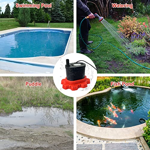 AgiiMan Pool Cover Pump Above Ground - 850 GPH Submersible Water Pump for Pool Draining, Portable Small Sump Pumps with 16' Drainage Hose and 25' Power Cord, 3 Adapters, Green