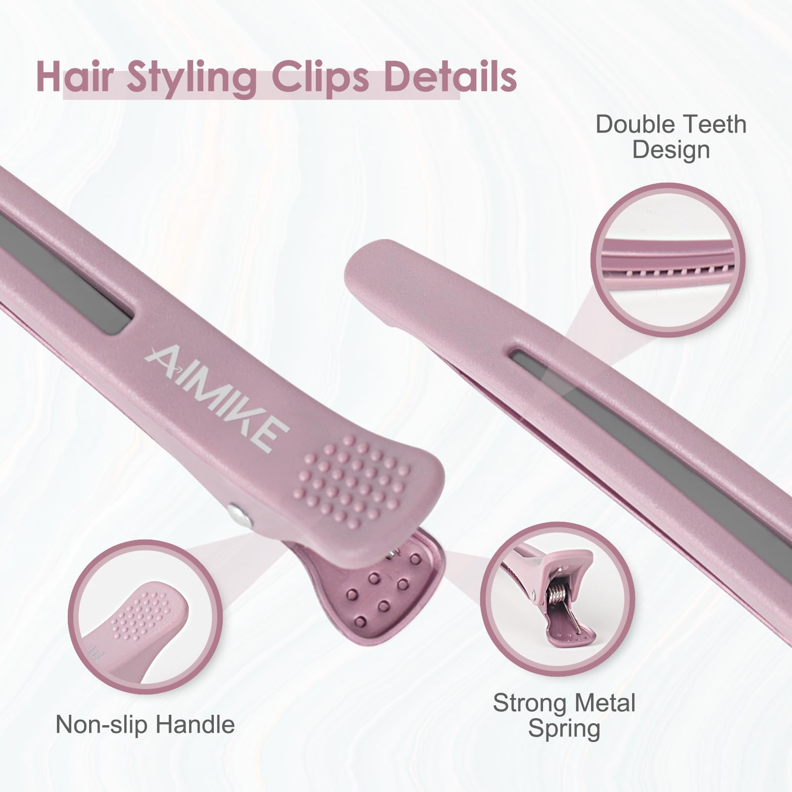 AIMIKE 6pcs Hair Clips for Styling Sectioning, No Crease Duck Billed Hair Clips with Silicone Band, Hair Styling Clips, Hair Roller Clips, Salon Hair Sectioning Clips, Hair Cutting Clips, Morandi
