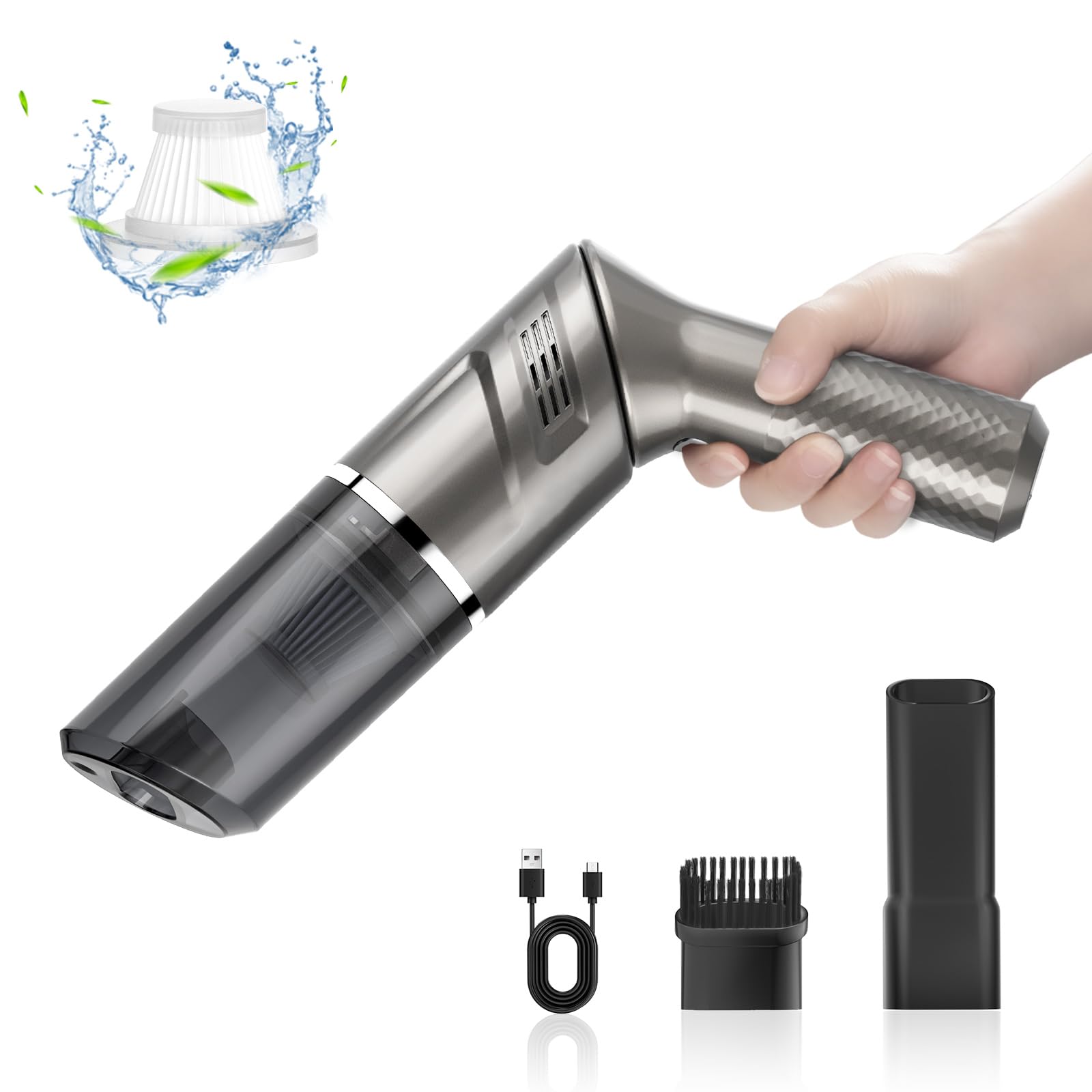 MZGO 90° Rotatable Handle Rechargeable Hand Vacuum Cordless Dry Wireless Portable Handheld Car Vacuum for Home/Car/Office