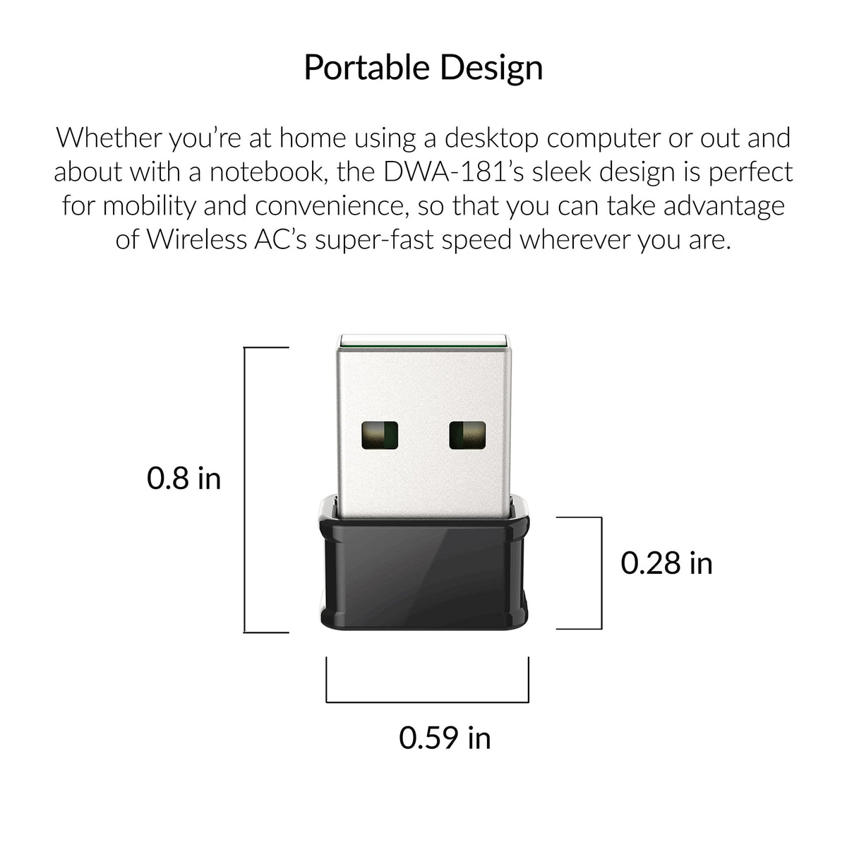 D-Link USB WiFi Adapter Dual Band AC1300 Wireless Internet for Desktop PC Laptop Gaming MU-MIMO Windows Mac Linux Supported (DWA-181-US)