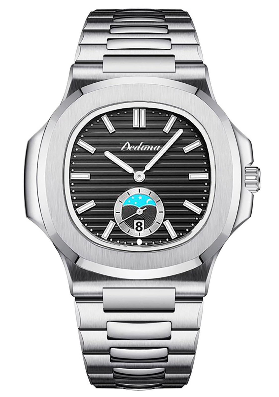 BESTKANG Men's Octagonal Stainless Steel Watch Luminous Quartz Watch Business Wristwatch (Black)