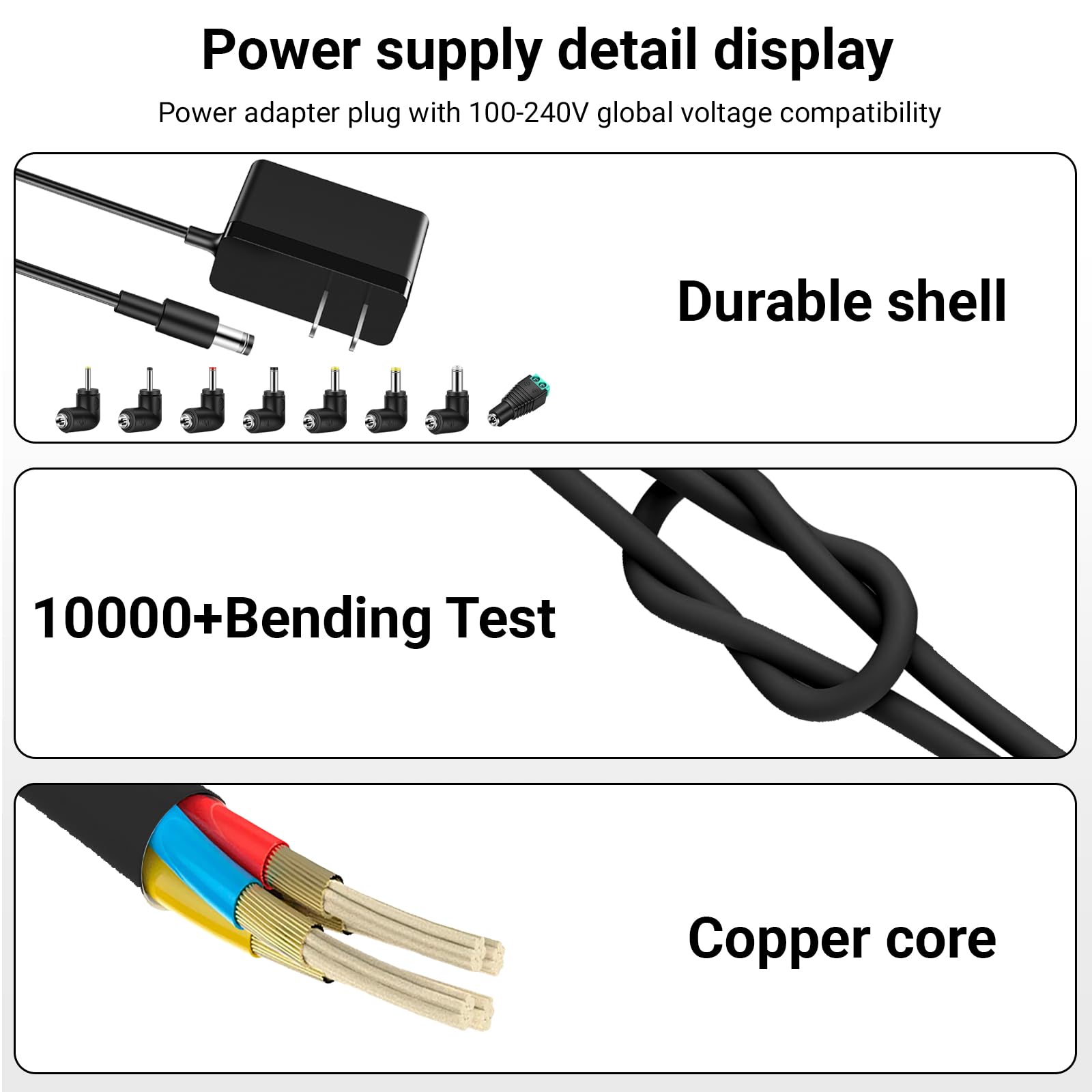 Massager Power Cord for Zyllion Shiatsu Back and Neck Massager/Nekteck/Comfier Back Shoulder and Neck Massager Charger Supply - 12V - Only Fit for 12V Massager