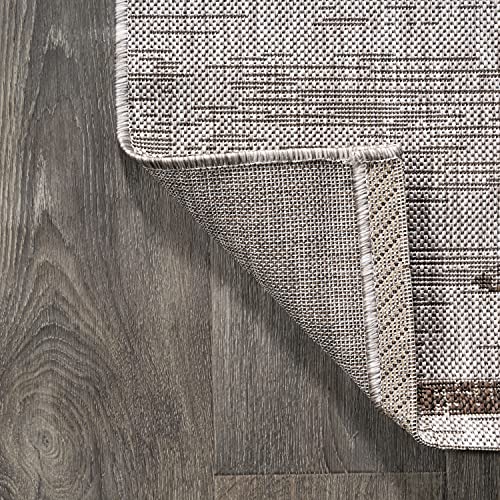 JONATHAN Y SMB124E-9R Zolak Berber Stripe Geometric Black/Ivory 9' Round Indoor/Outdoor Area Rug, Pet Friendly, Non-Shedding, Stain Resistant, Easy-Cleaning for Backyard, Patio, Porch