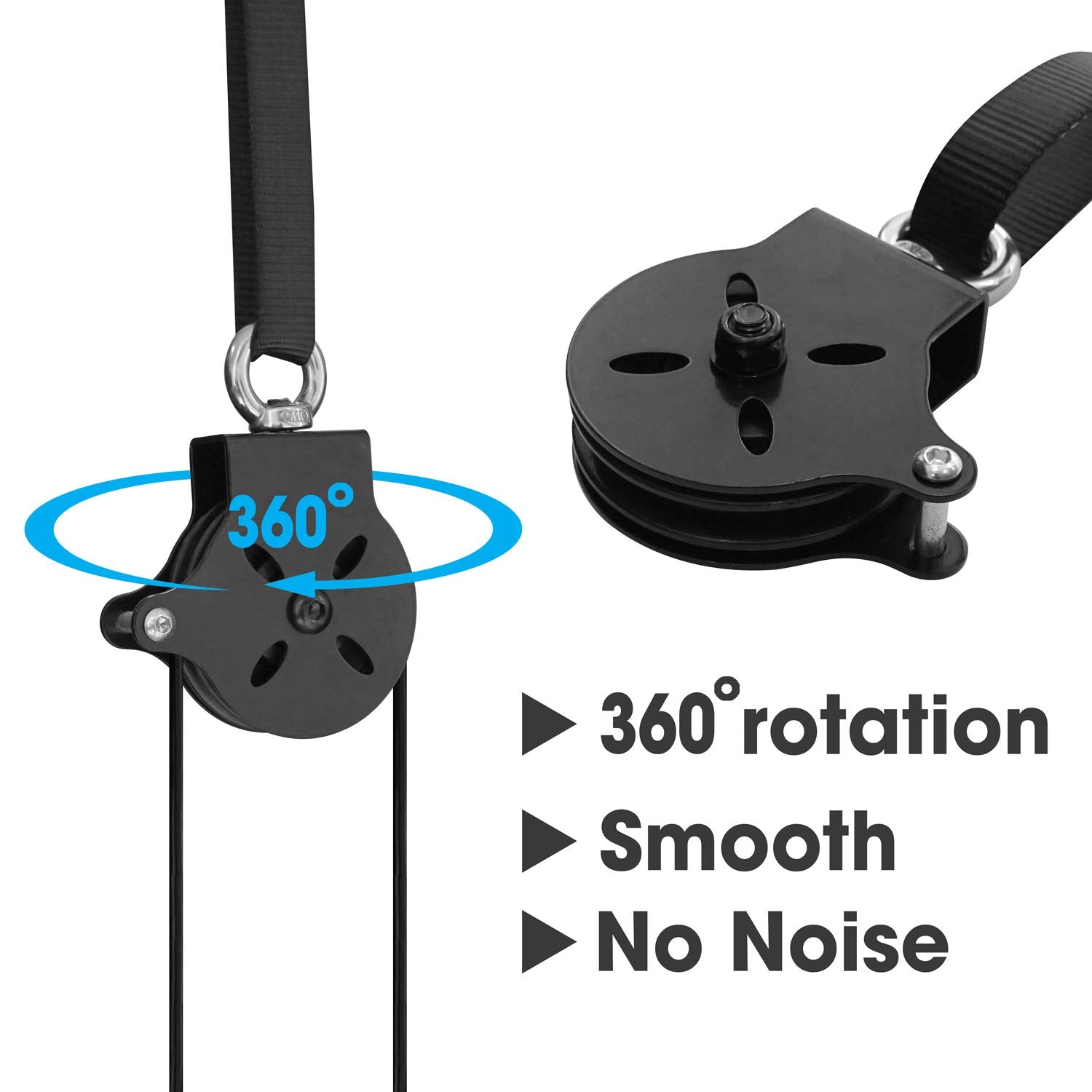 Yes4All Cable Pulley Attachment Single Set – 2-inch Olympic Bars Compatible LAT Pulldown Pulley & Home Gym Pulley, A. Black - Single