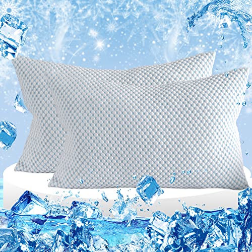 Ramesses Pillowcase Queen Size, with 3D Air Fabric Cooling Bubbles Face Offer Super Silky Soft, Set of 2 Pillow Cases (Queen, Blue)