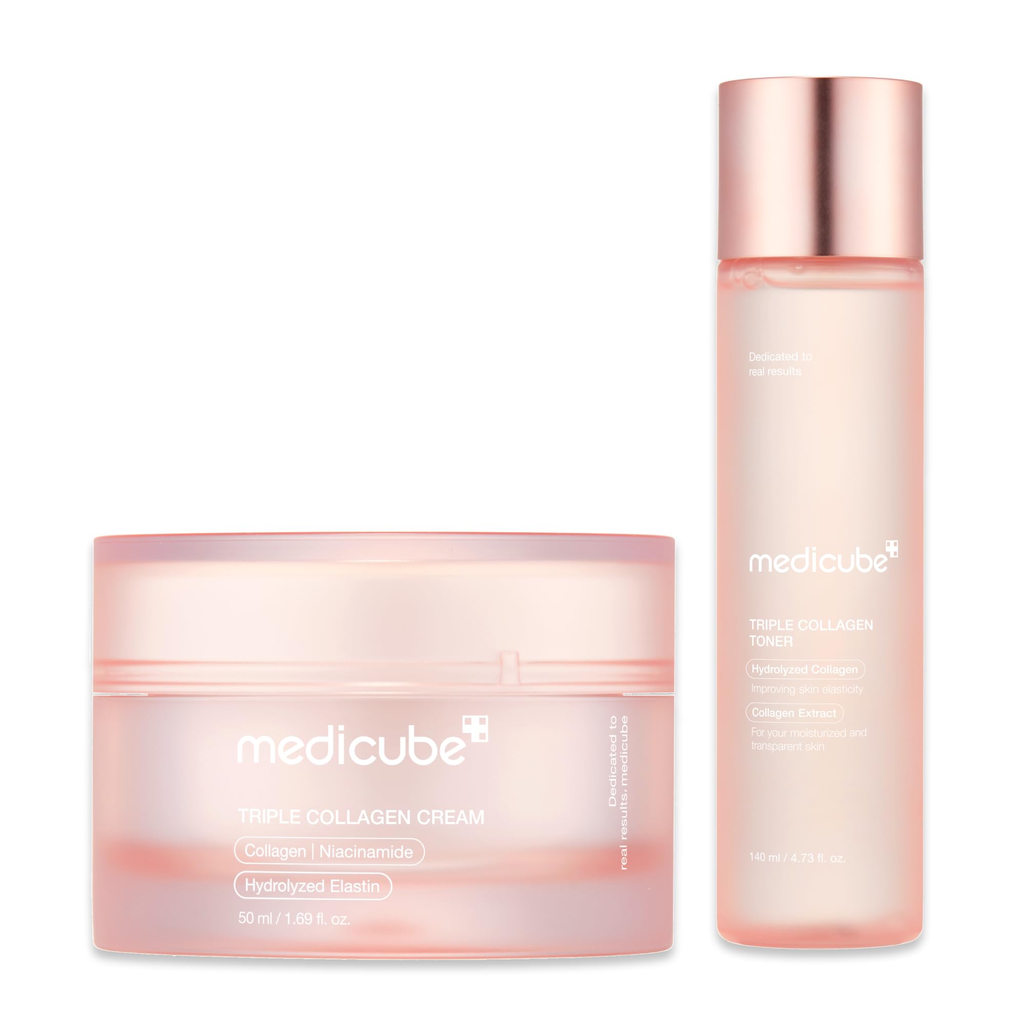 medicube Triple Collagen Prep and Glow Duo: Triple Collagen Cream and Triple Collagen Toner | Hyaluronic Acid, Premium Elastin for Boosting Skin's Moisture Barrier | Korean Skin Care