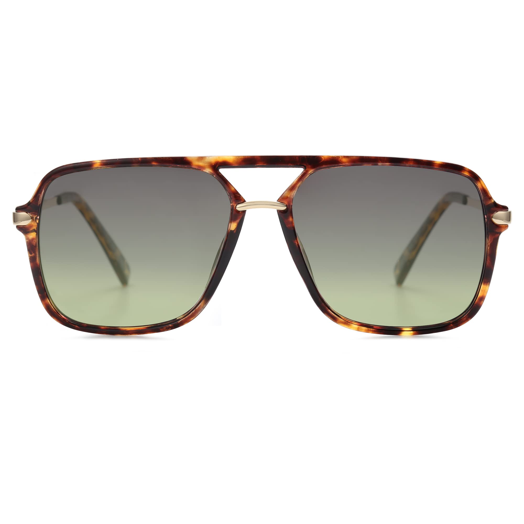 SOJOS Sunglasses for Women & Men, Square, Retro, Polarized Lens, Trendy Aviator, 90s Shades (SJ2229, Yellow Tortoise Green)
