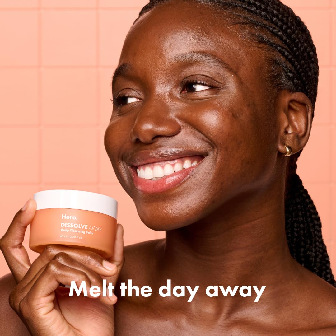HERO COSMETICS Dissolve Away Daily Cleansing Balm - Helps Remove Makeup and Grime - Wonât Clog Pores - Suitable for Sensitive and Acne-Prone Skin (2.2 fl oz)