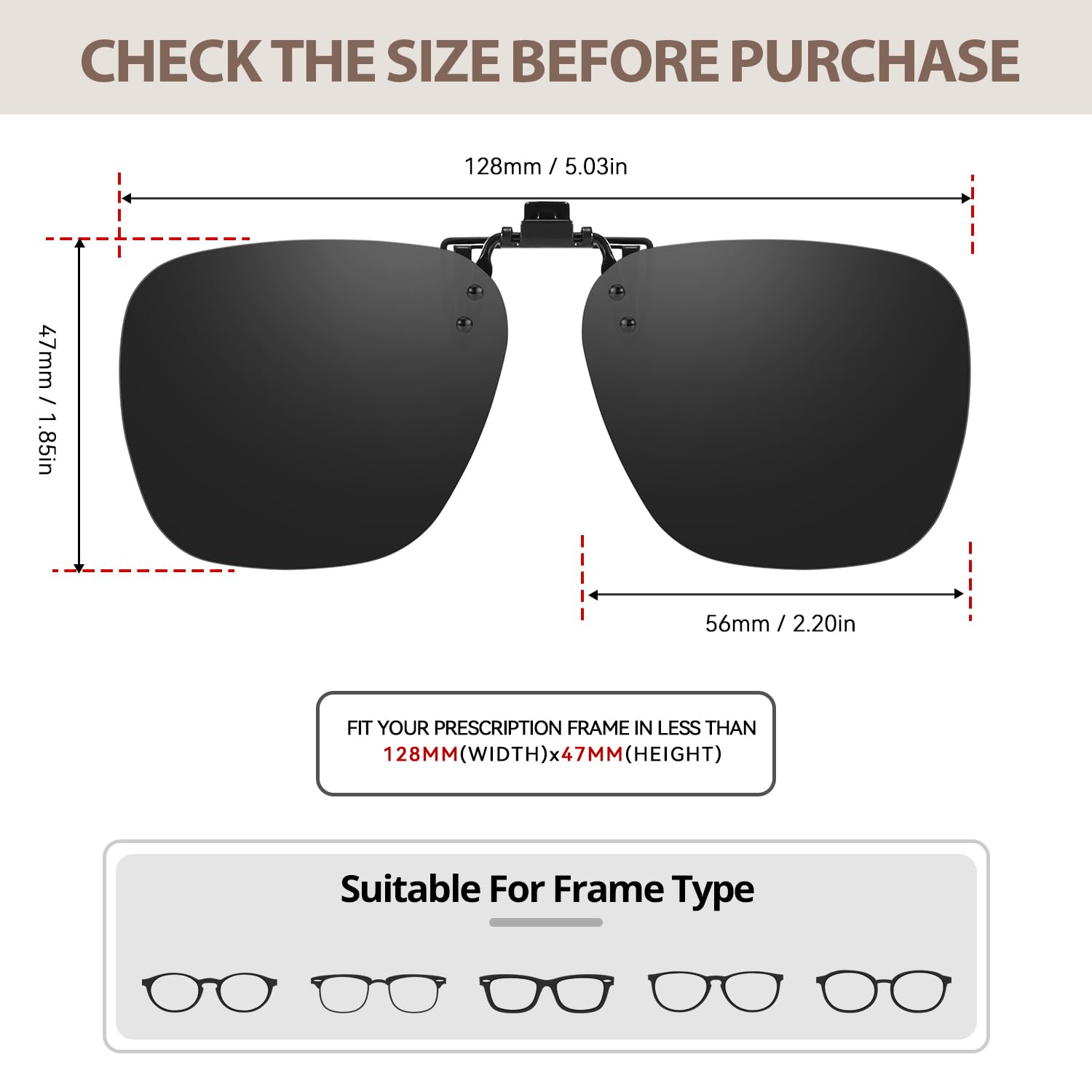 TJUTR Polarized Clip On Sunglasses Over Prescription Glasses, UV400 Protection, Anti-Glare, Metal Flip-Up Clip for Men Women