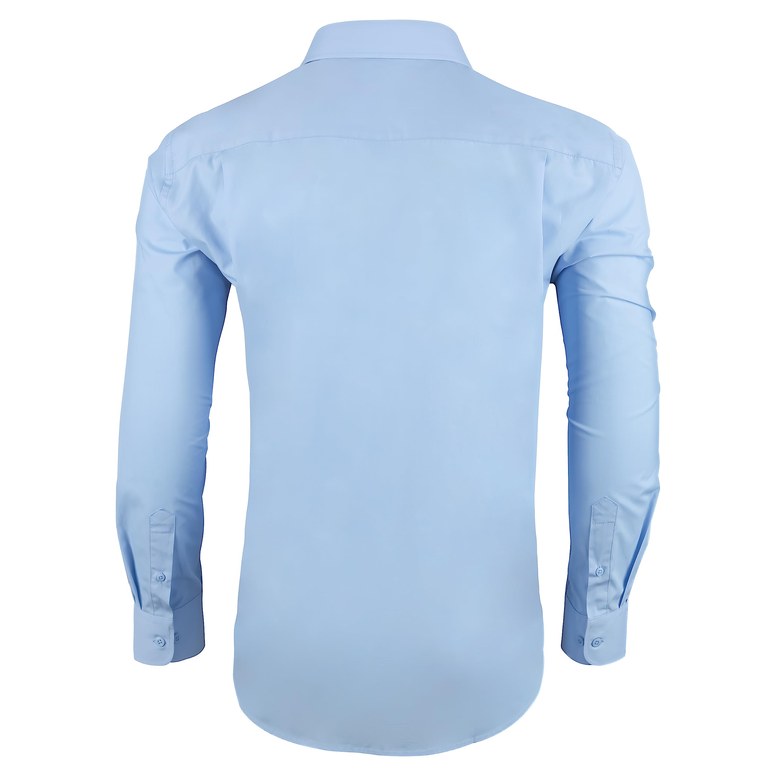 RODEM CLUB Men's Dress Shirt Slim Fit Long Sleeve Full Stretch Wrinkle-Resistant Business Casual Solid Button Down Shirts (Light Blue, 17" Neck 34"-35" Sleeve)
