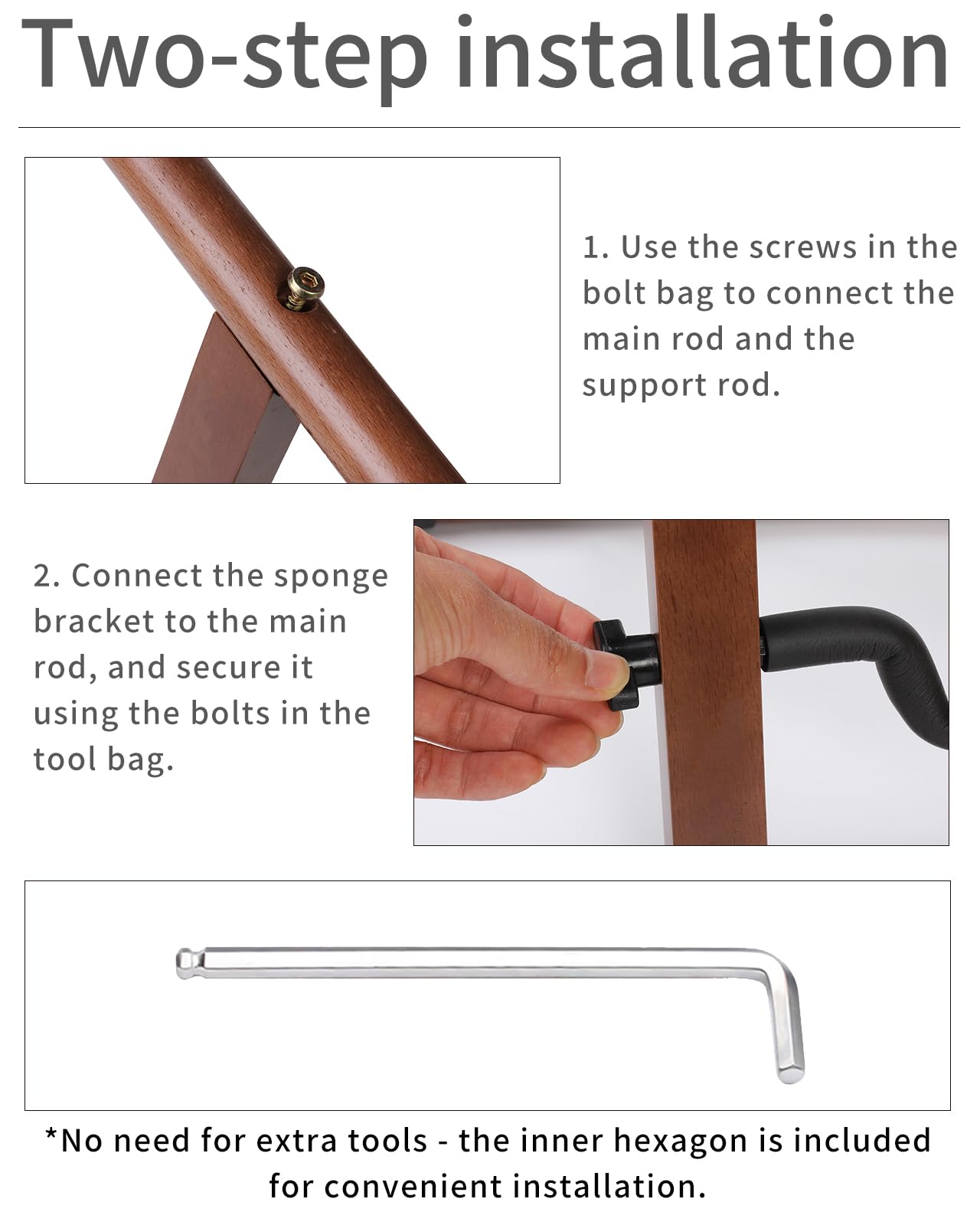 Syncoost Wood Guitar Stand with Tuner, Acoustic Wooden Floor Stand with Padded Foam, Adjustable for Electric, Bass, Mandolin, Banjo, Ukulele - A-Frame Folding Holder, include Guitar Tuner Clip On